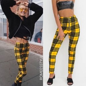 Tiger Mist Yellow Plaid Punk Tartan Pants